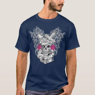 Skeleton Skull Roses Cross Bones - Rock And Roll T T-Shirt