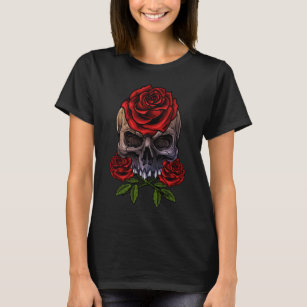 Skeleton Skull Roses Romantic Floral Death T-Shirt