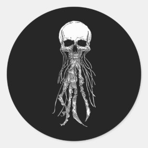 Skeleton Skull Scary Jellyfish Halloween Rock N Ro Classic Round Sticker
