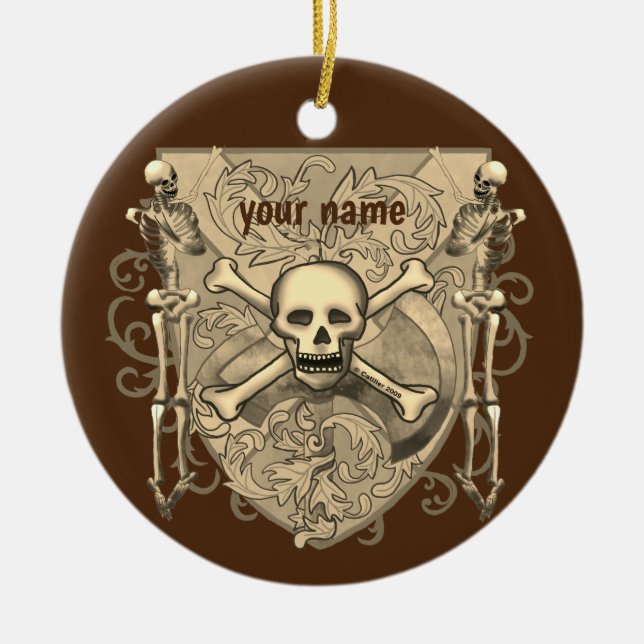 Skeleton Skull Shield  ornament (Front)