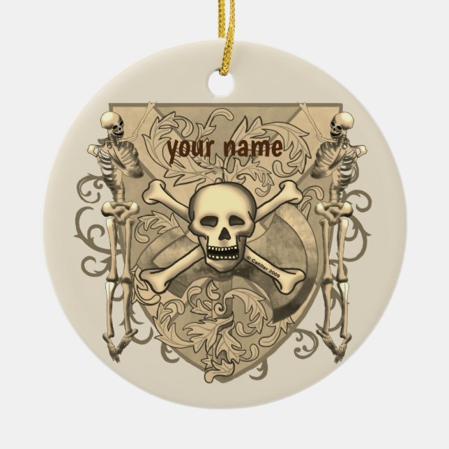 Skeleton Skull Shield  ornament (Front)