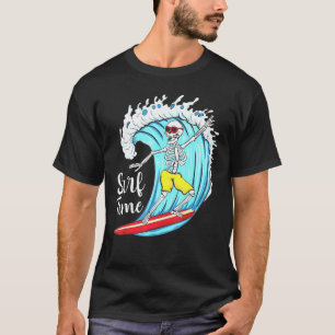 Skeleton Skull Surfing Beach Surf Ocean T-Shirt