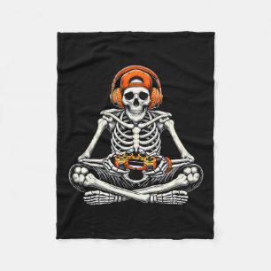Skeleton Skull Video Game Gamer Men Boys Halloween Fleece Blanket
