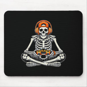 Skeleton Skull Video Game Gamer Men Boys Halloween Mouse Pad