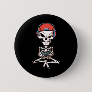 Skeleton Skull Video Gamer Halloween Outfit Men Bo 6 Cm Round Badge