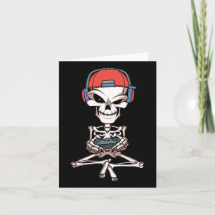Skeleton Skull Video Gamer Halloween Outfit Men Bo Card