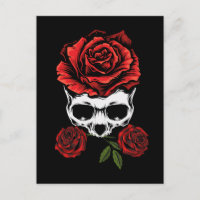 Skeleton Skull with Roses Romantic Floral Death