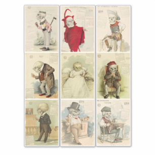 Skeleton Skulls vintage 1800s calendar Art