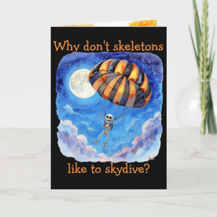 "Skeleton Skydiver" Children's Joke Halloween Card
