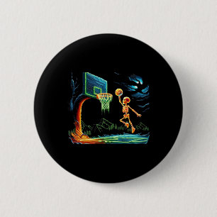 Skeleton Slam Dunk Hoop Sketll Halloween Men Boys 6 Cm Round Badge