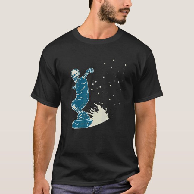 Skeleton Snow Boarding Sliding Sport Snowboarding T-Shirt (Front)