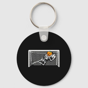 Skeleton Soccer Goal Keeper Halloween Pumpkin Key Ring