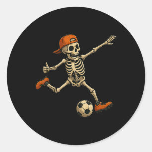 Skeleton Soccer Halloween Costume For Men Boys Kid Classic Round Sticker