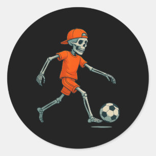 Skeleton Soccer Halloween Costume Funny Footbyll M Classic Round Sticker