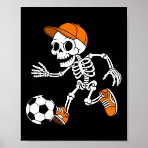 Skeleton Soccer Halloween Costume Funny Footll Men Poster