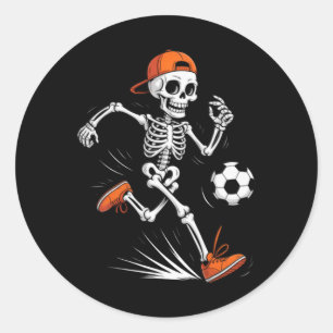 Skeleton Soccer Halloween Costume Funny Men Boys K Classic Round Sticker