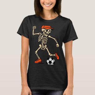 Skeleton Soccer Halloween Costume Spooky Sport Pla T-Shirt