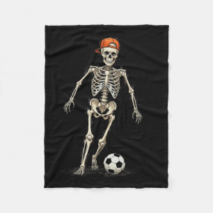 Skeleton Soccer Halloween Funny Spooky Playing Soc Fleece Blanket