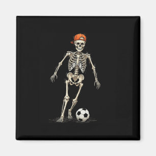 Skeleton Soccer Halloween Funny Spooky Playing Soc Magnet