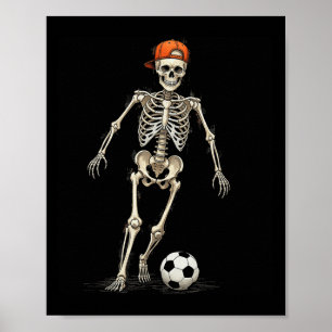 Skeleton Soccer Halloween Funny Spooky Playing Soc Poster