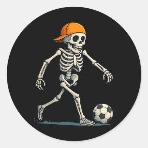 Skeleton Soccer Halloween Lazy Costume Funny Men B Classic Round Sticker