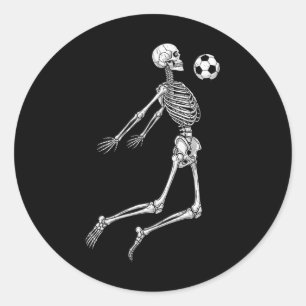 Skeleton Soccer Player Chest Ll Mid Air Sports Fan Classic Round Sticker