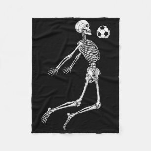 Skeleton Soccer Player Chest Ll Mid Air Sports Fan Fleece Blanket