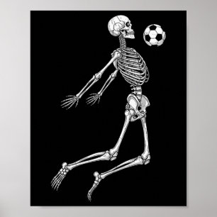 Skeleton Soccer Player Chest Ll Mid Air Sports Fan Poster