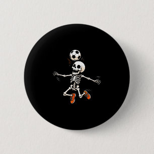 Skeleton soccer player halloween boys kids 6 cm round badge