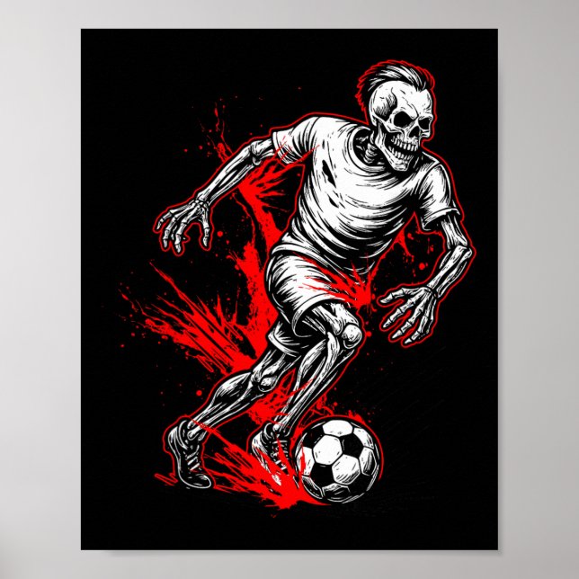 Skeleton Soccer Player - Spooky Halloween Ghost  Poster (Front)