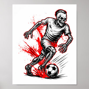 Skeleton Soccer Player - Spooky Halloween Ghost Poster
