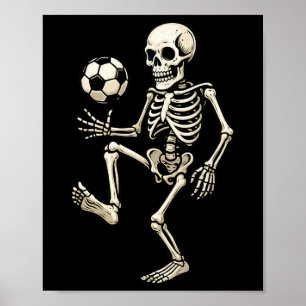 Skeleton Soccer Player Spooky Halloween Soccer For Poster