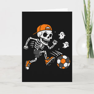 Skeleton Soccer Pumpkin Halloween Costume Boys Tee Card