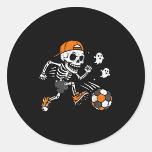 Skeleton Soccer Pumpkin Halloween Costume Boys Tee Classic Round Sticker