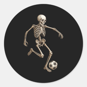 Skeleton Soccer Retro Halloween Costume Funny Men  Classic Round Sticker