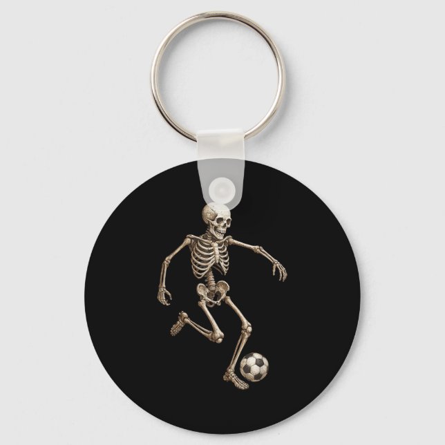 Skeleton Soccer Retro Halloween Costume Funny Men  Key Ring (Front)