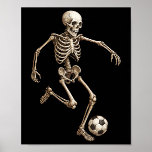 Skeleton Soccer Retro Halloween Costume Funny Men  Poster