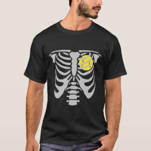 Skeleton Softll Player Kids Funny Softll Halloween T-Shirt