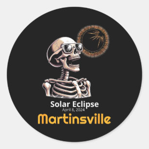 Skeleton Solar Eclipse Martinsville Indiana Classic Round Sticker