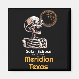 Skeleton Solar Eclipse Meridian Texas Illustration Magnet