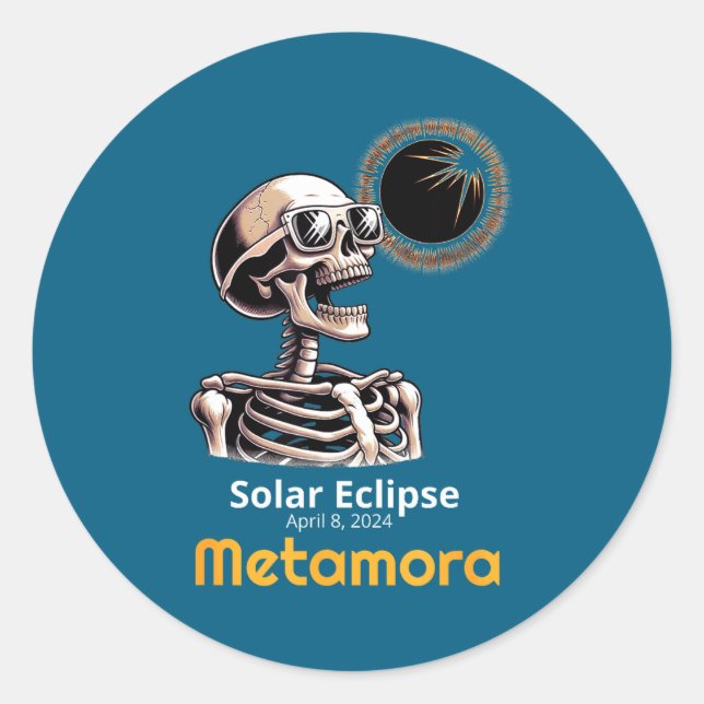 Skeleton Solar Eclipse Metamora Indiana Classic Round Sticker (Front)