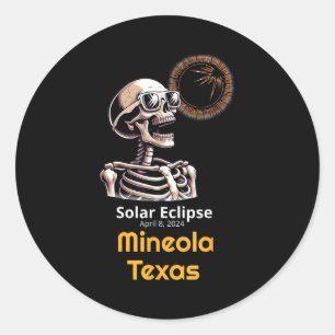 Skeleton Solar Eclipse Mineola Texas Classic Round Sticker