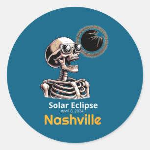 Skeleton Solar Eclipse Nashville Indiana Classic Round Sticker