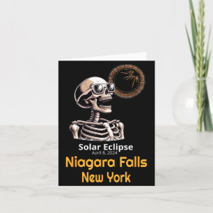 Skeleton Solar Eclipse Niagara Falls Illustration Card