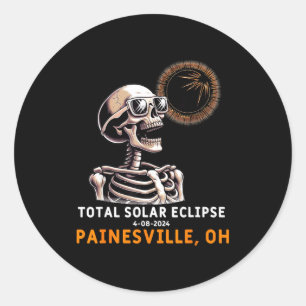 Skeleton Solar Eclipse Painesville Ohio Classic Round Sticker