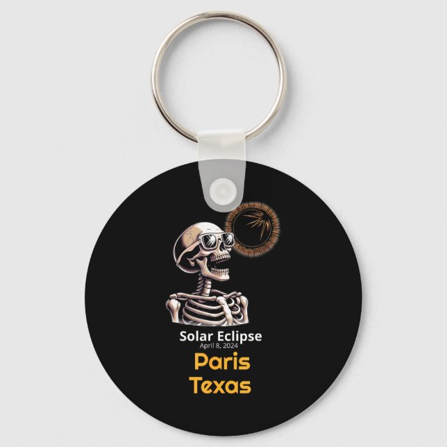Skeleton Solar Eclipse Paris Texas Key Ring (Front)