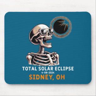 Skeleton Solar Eclipse Sidney Ohio Illustration Mouse Pad