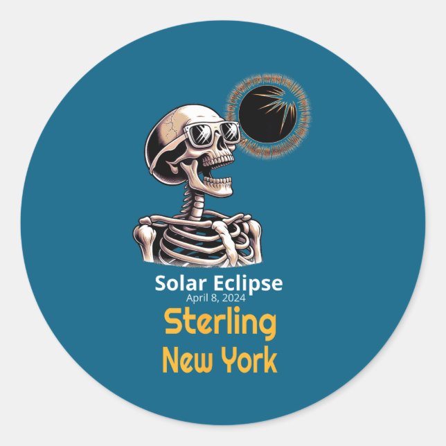 Skeleton Solar Eclipse Sterling York Classic Round Sticker (Front)