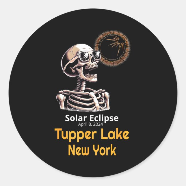 Skeleton Solar Eclipse Tupper Lake Classic Round Sticker (Front)