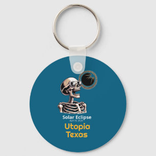 Skeleton Solar Eclipse Utopia Texas Key Ring